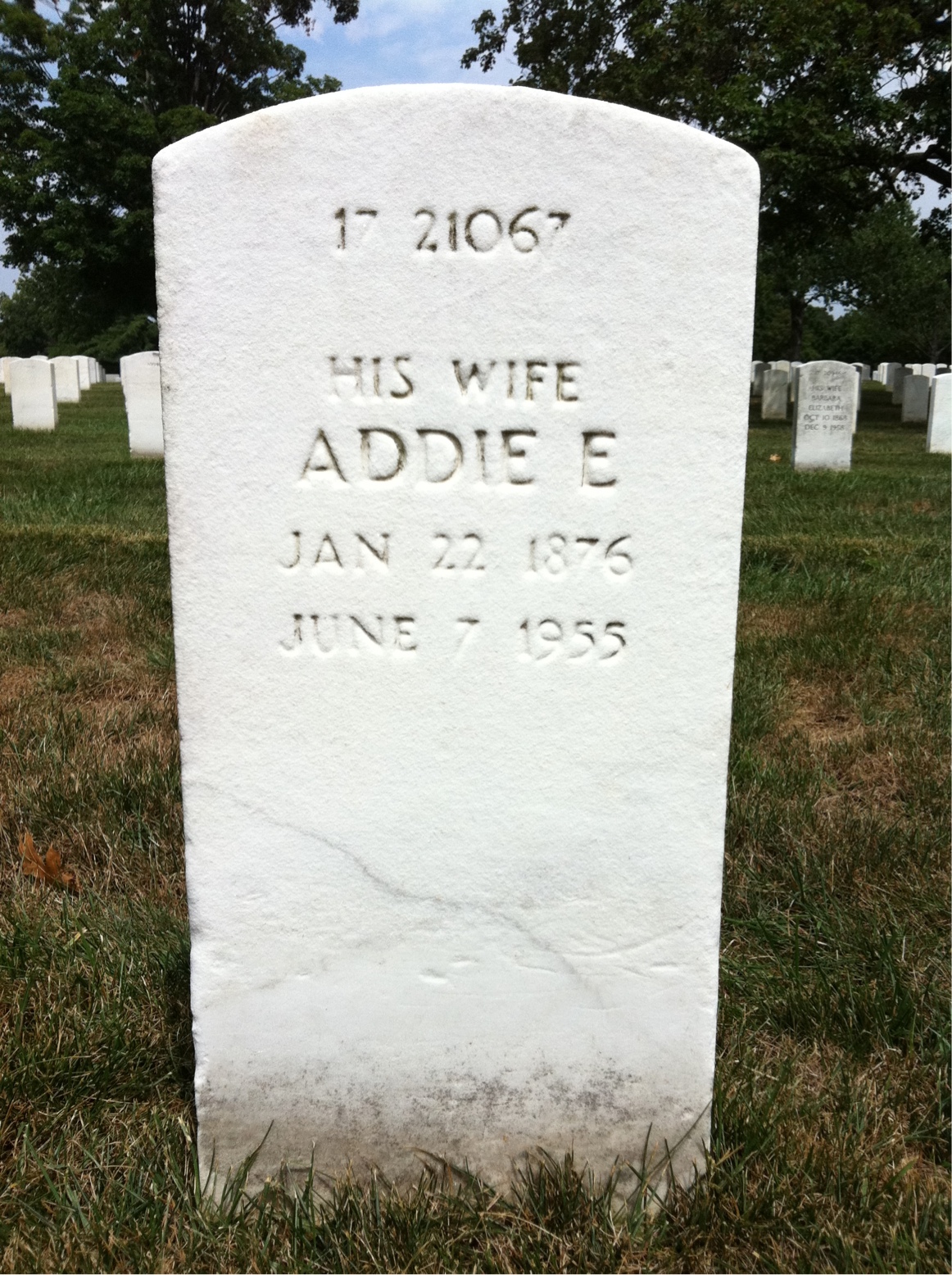 Back of headstone — James Moore