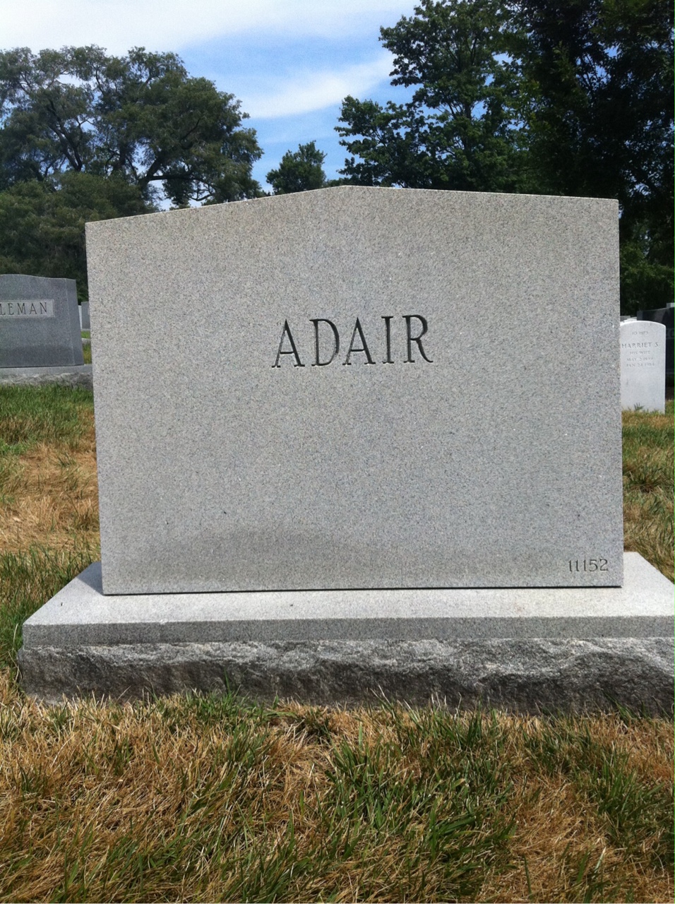 Back of headstone — Jamie Adair
