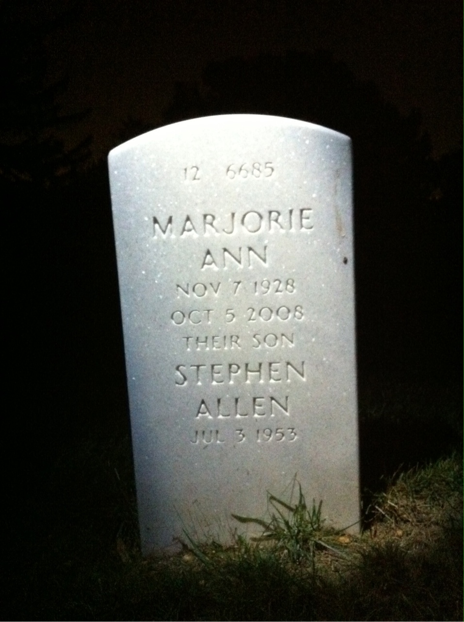 Back of headstone — Eugene Bell