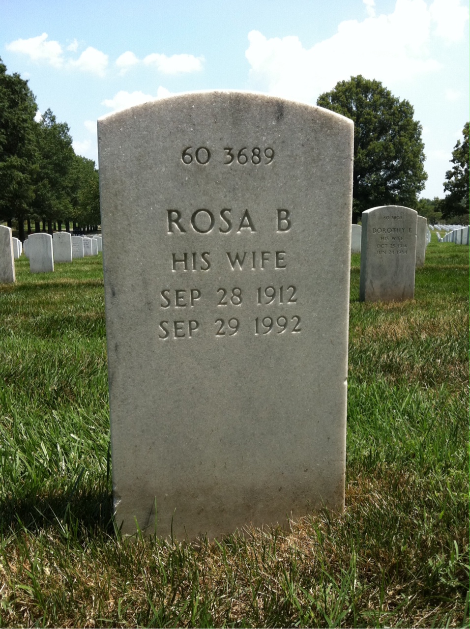 Back of headstone — Rosa Ashley