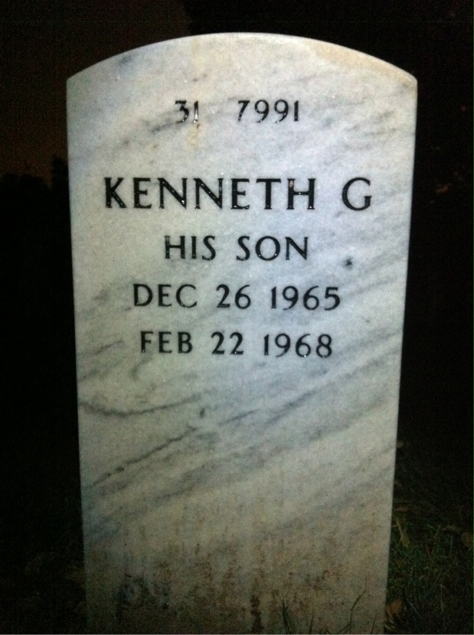 Back of headstone — Kenneth Triplett