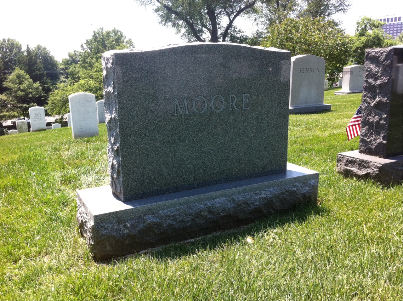 Back of headstone — Ralph Moore
