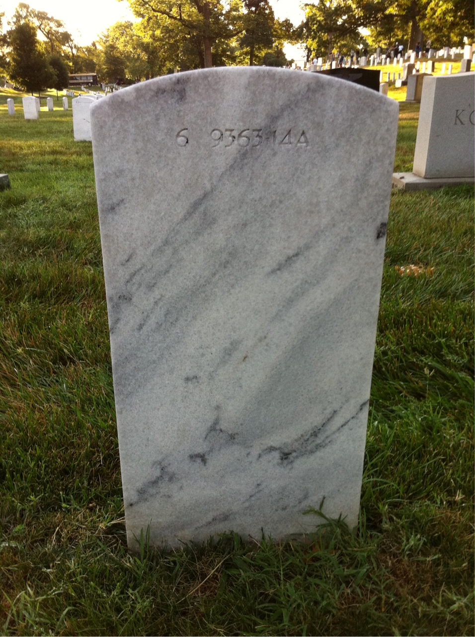 Back of headstone — William R Kenty