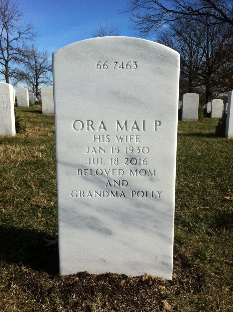 Back of headstone — Robert Harrington