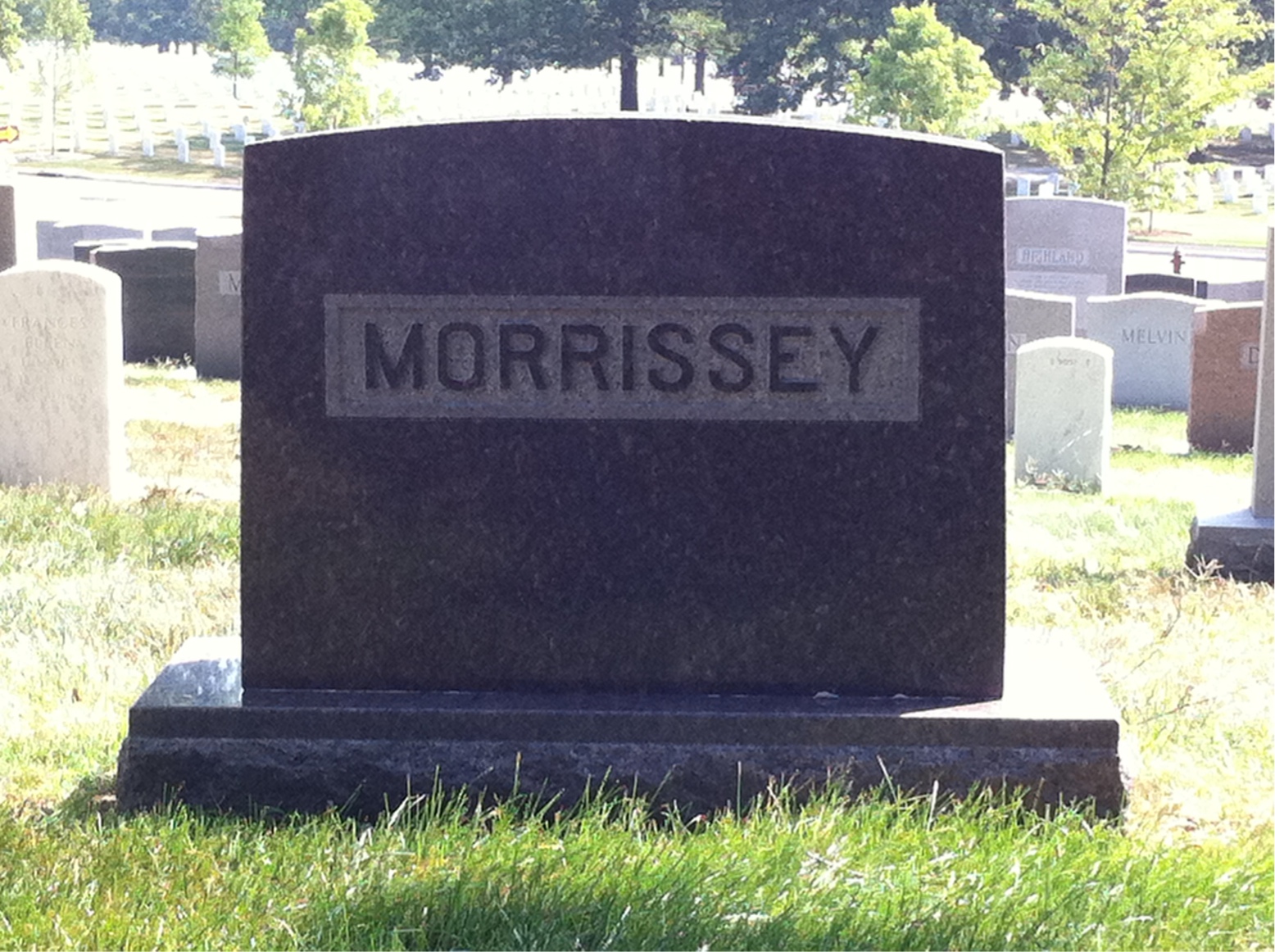Back of headstone — Myrle Morrissey