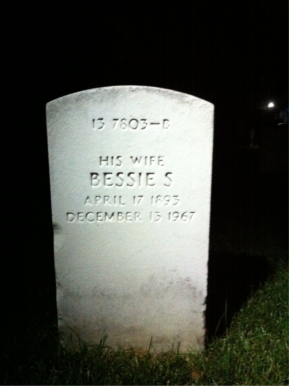 Back of headstone — Bessie Blain