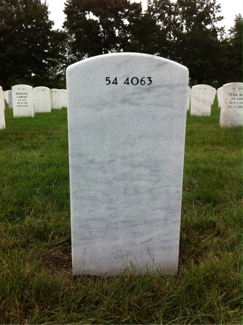 Back of headstone — Anthony Camerano