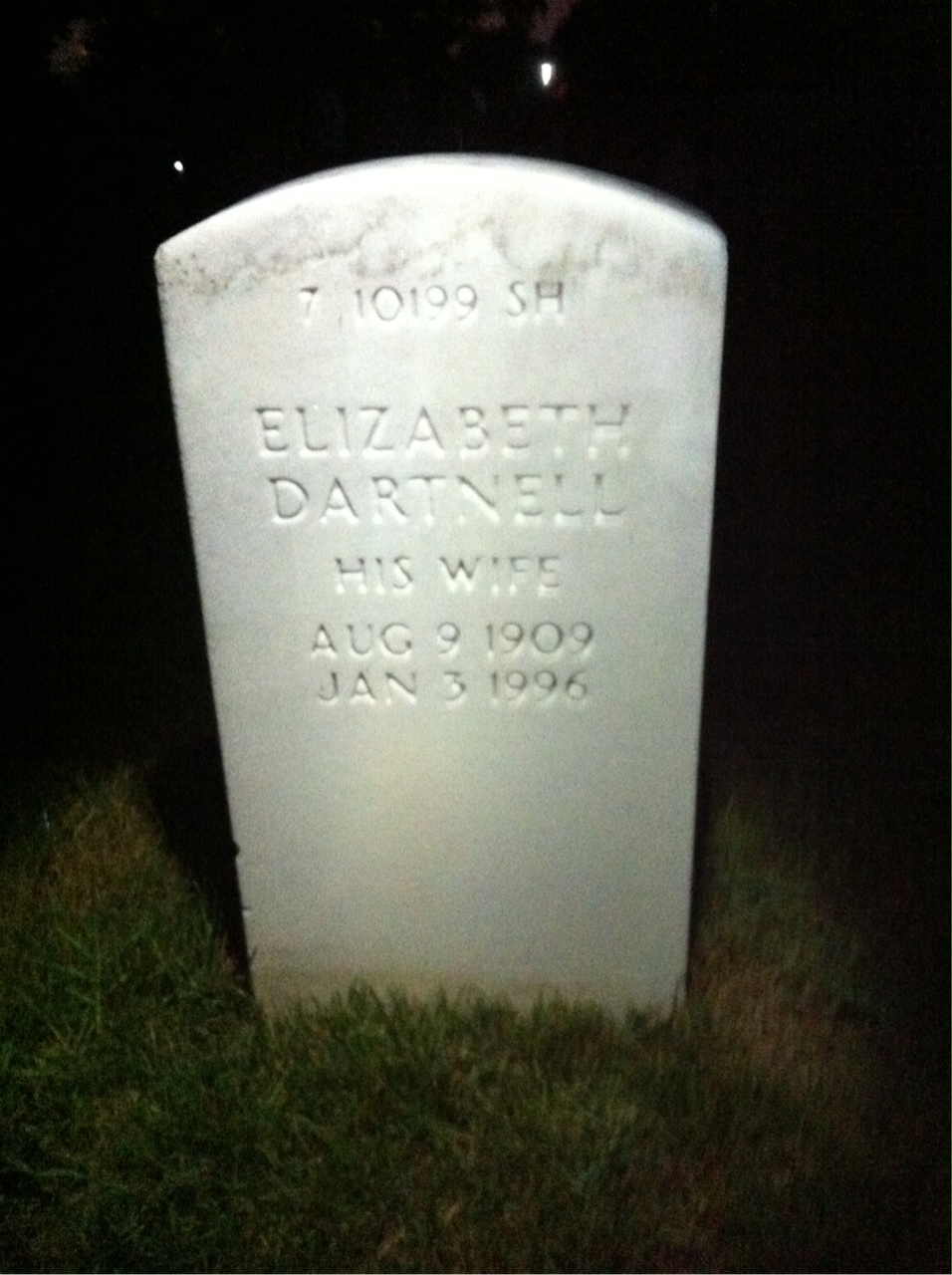 Back of headstone — Robert A Theobald