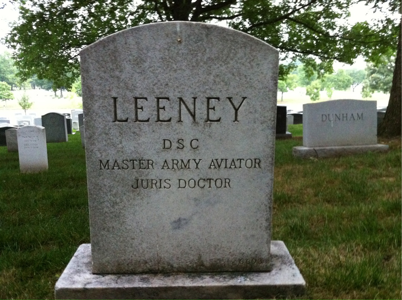 Back of headstone — Lewis Leeney