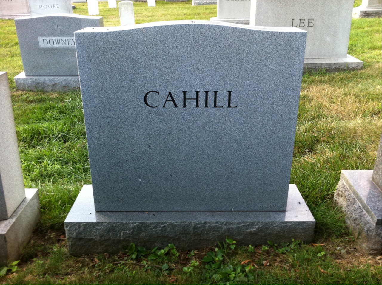 Back of headstone — John Cahill