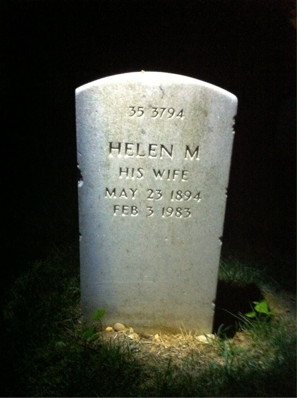 Back of headstone — Helen Critchlow