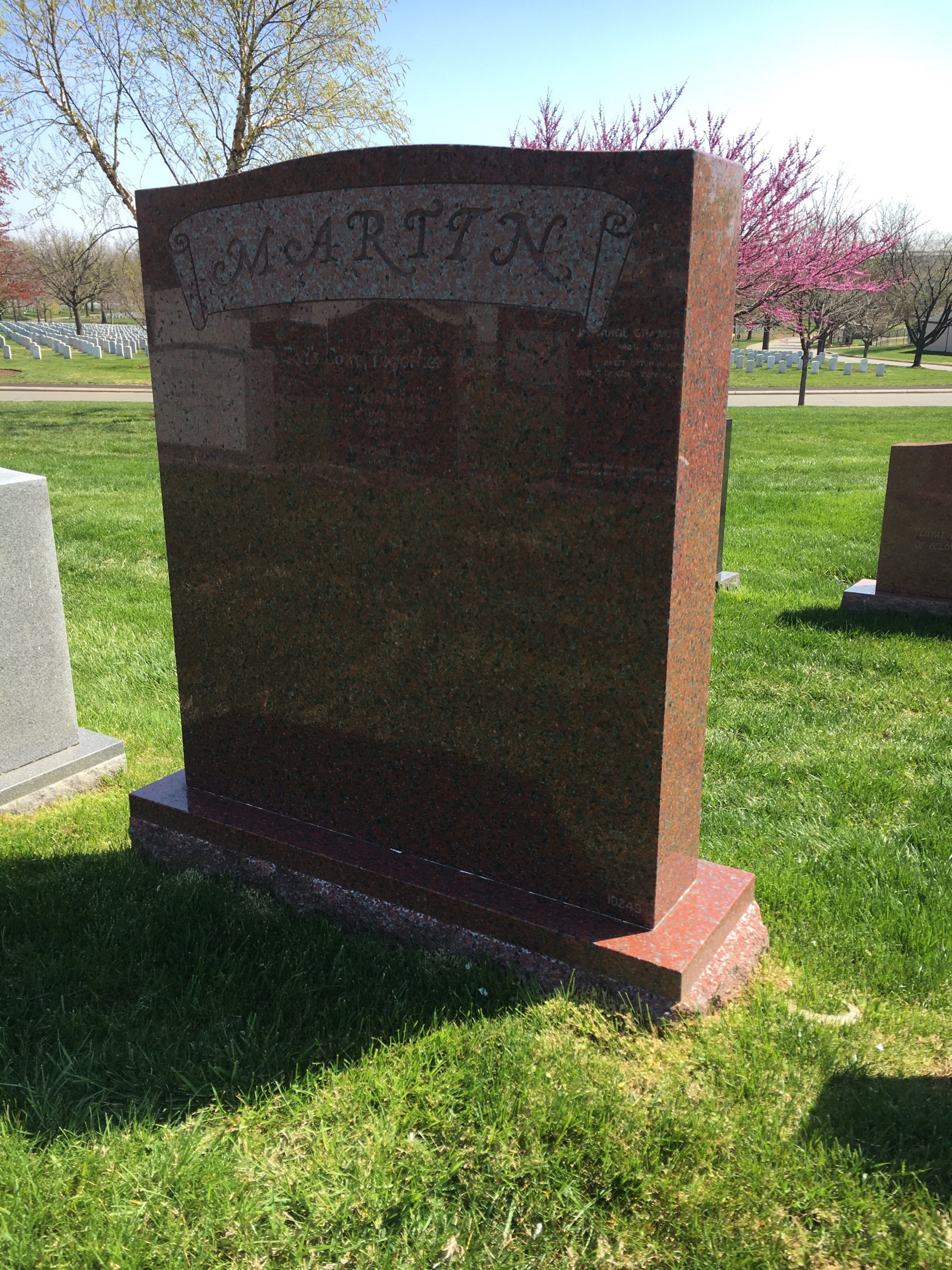 Back of headstone — Sidney Martin