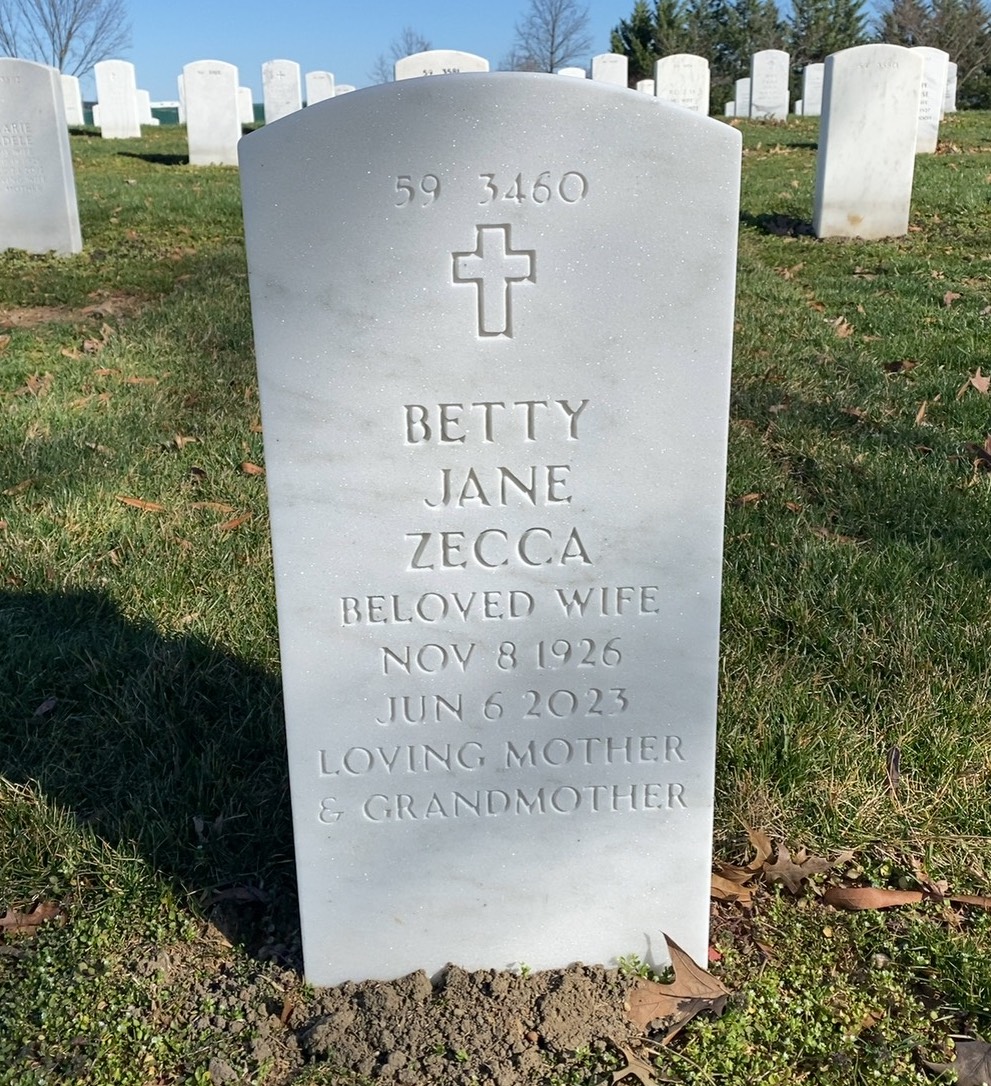 Back of headstone — Louis Zecca