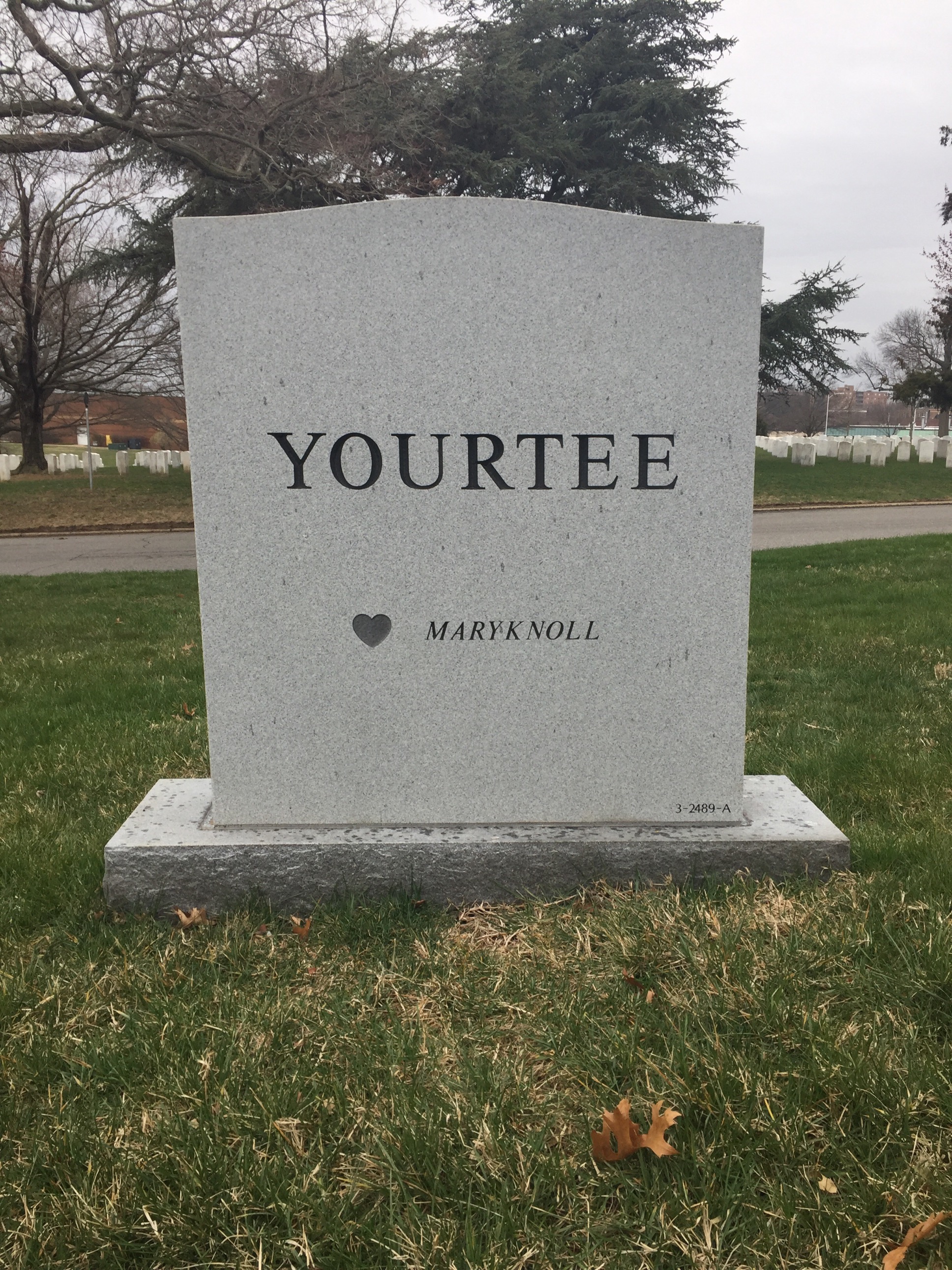 Back of headstone — Leon Yourtee