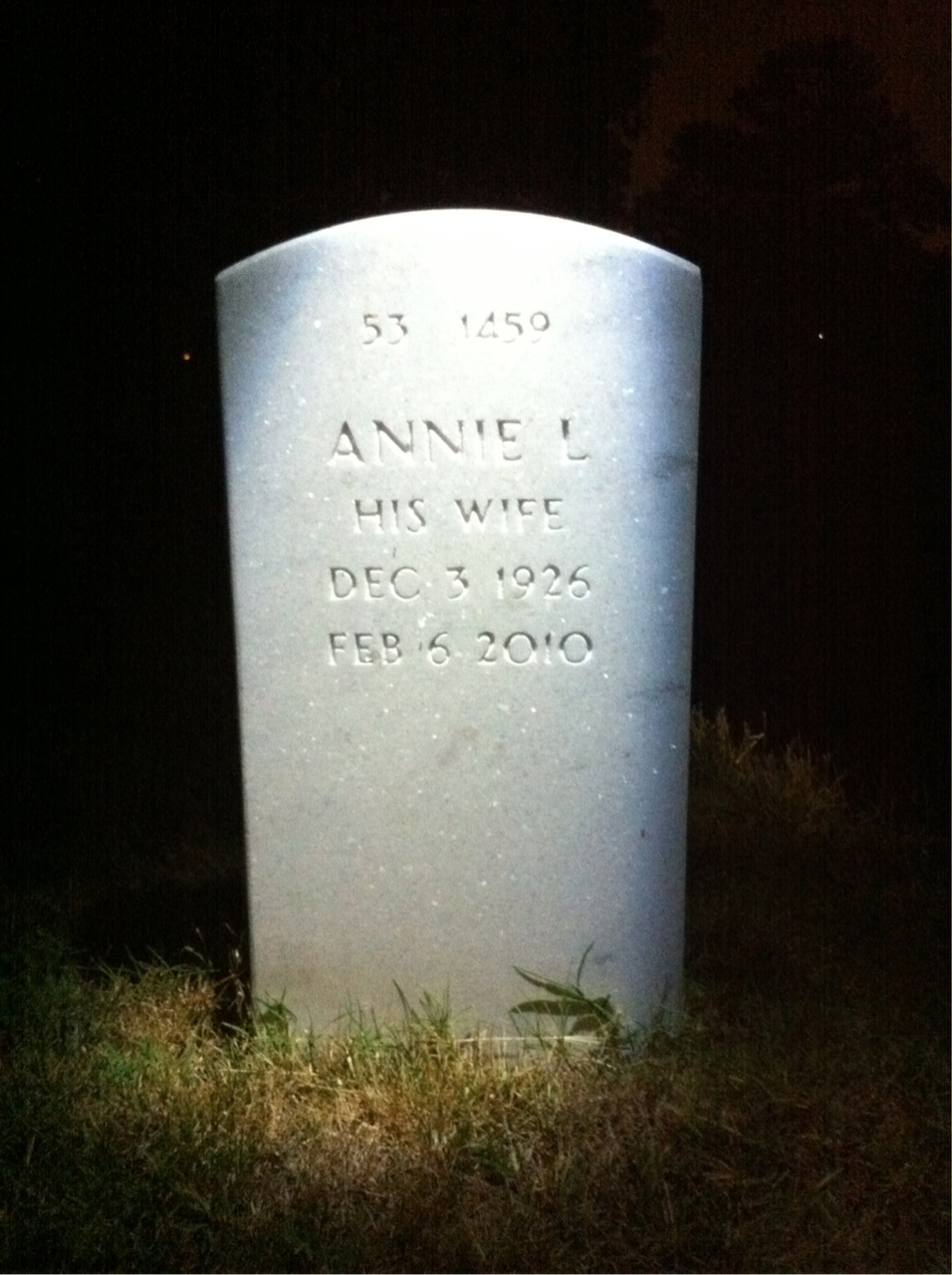 Back of headstone — Wesley C Grant