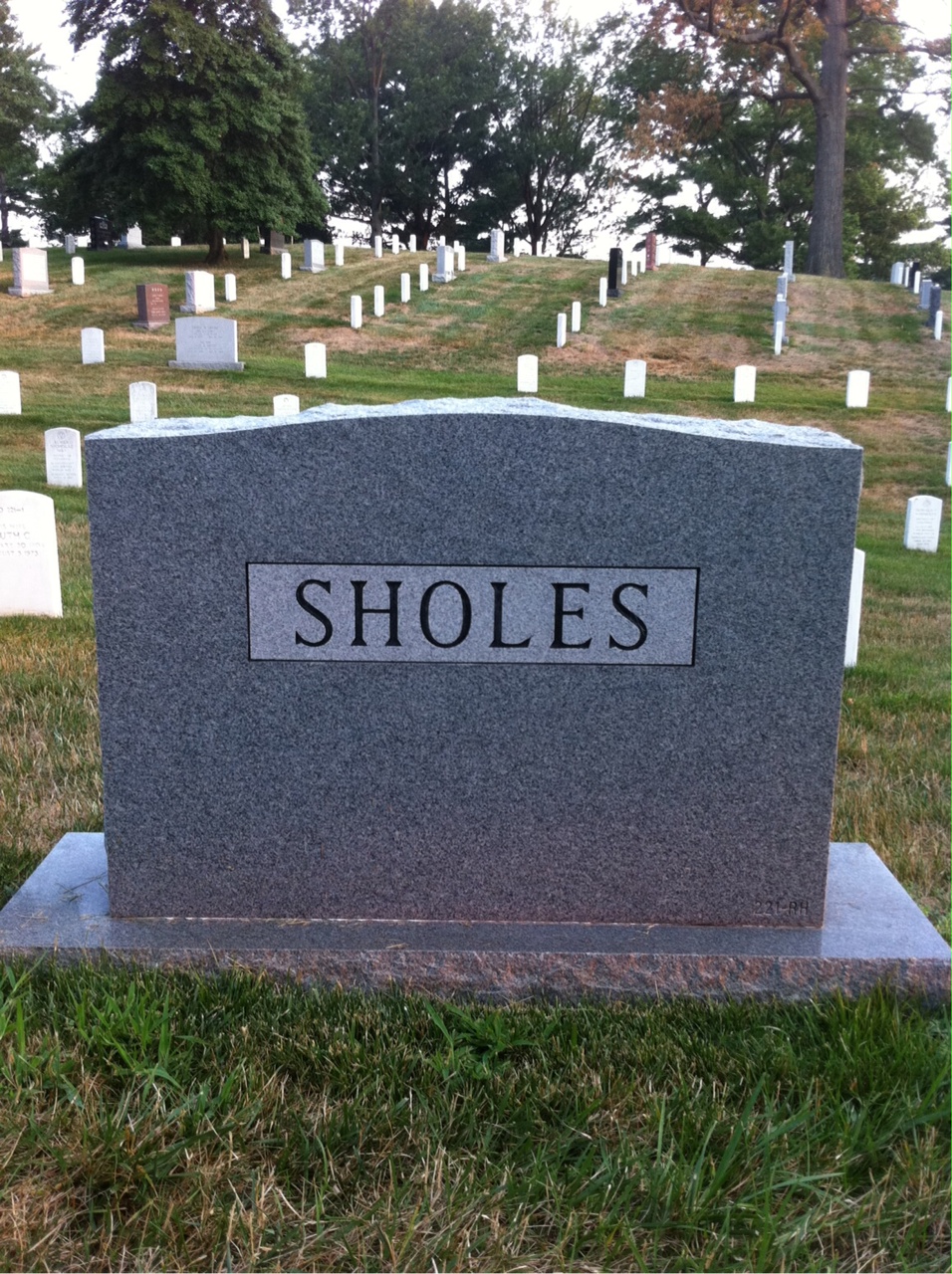Back of headstone — Roy Sholes