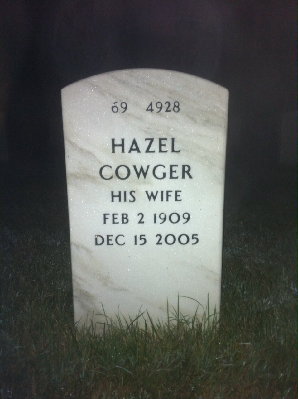 Back of headstone — Manford Nelson