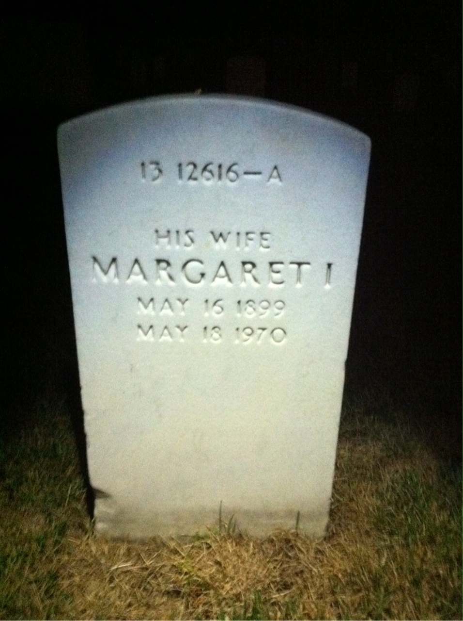 Back of headstone — Margaret Anderson