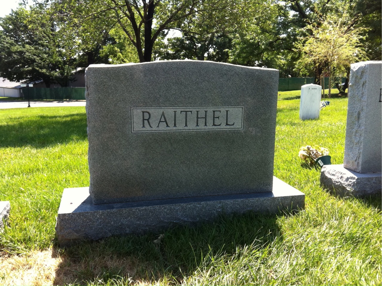 Back of headstone — Albert Raithel