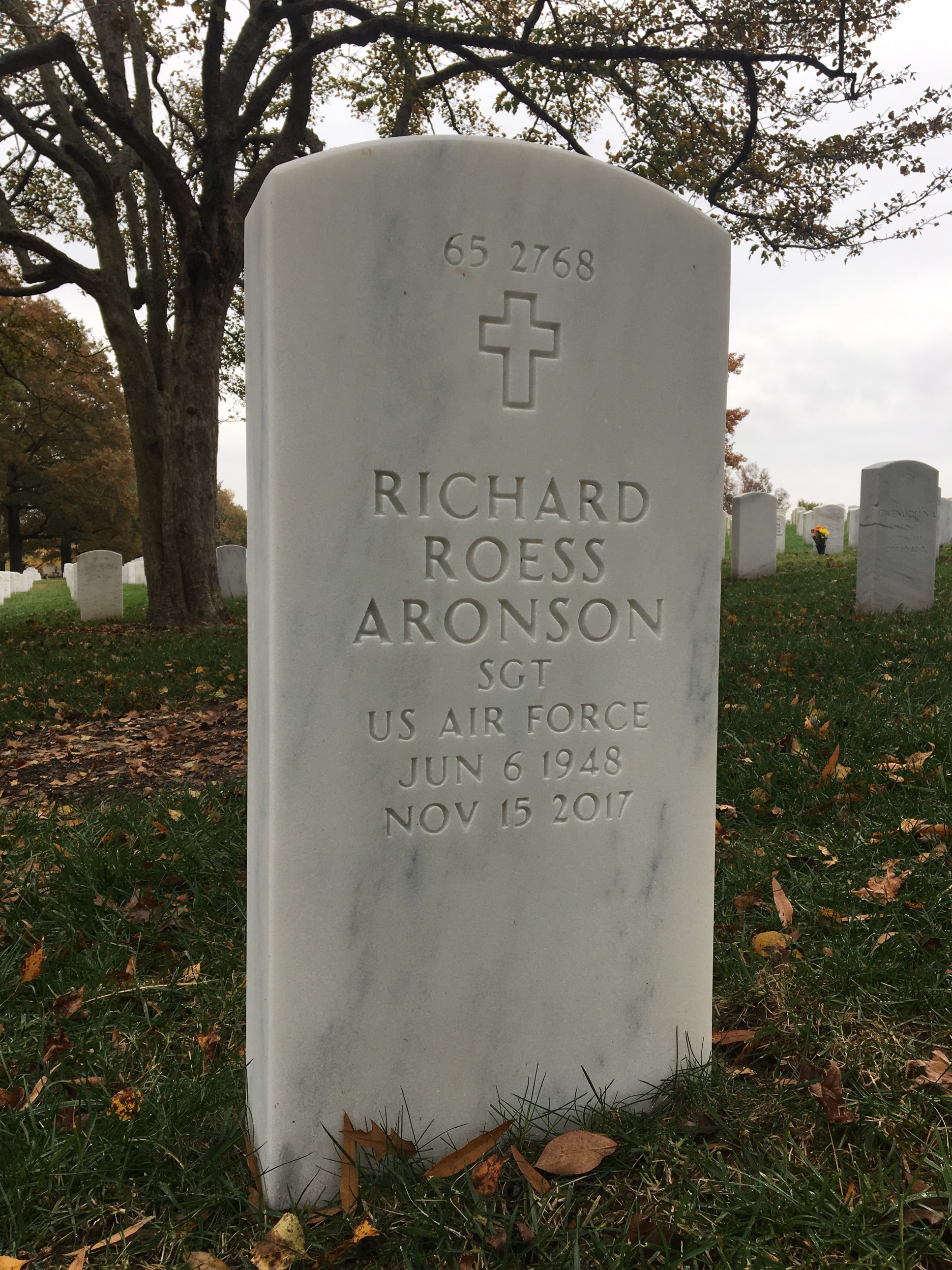 Back of headstone — Richard Aronson