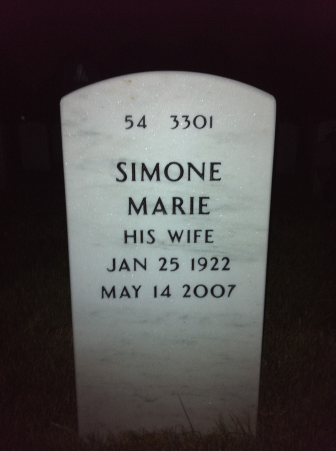 Back of headstone — Glendale More