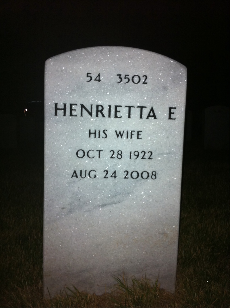 Back of headstone — Allen Dame