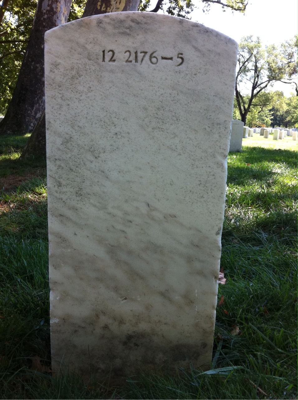 Back of headstone — William R King