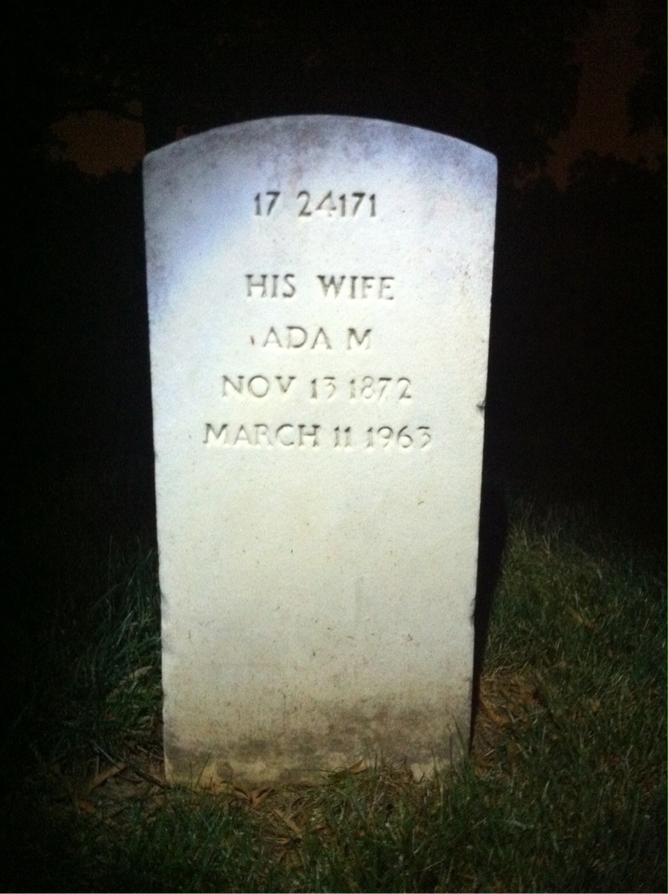 Back of headstone — Bowie Mills