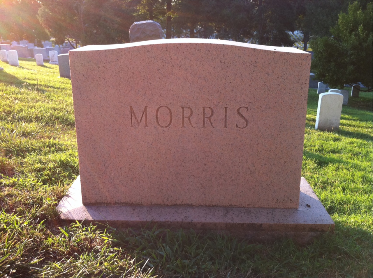 Back of headstone — Laura Morris