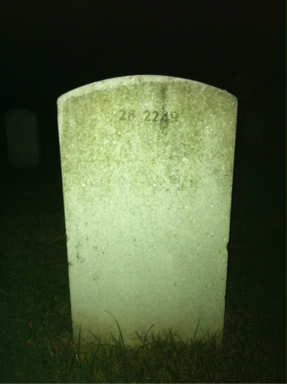 Back of headstone — William David Cubbage