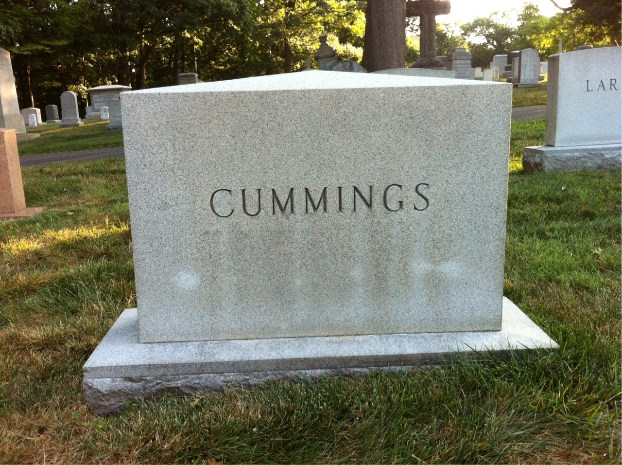 Back of headstone — Julia Cummings