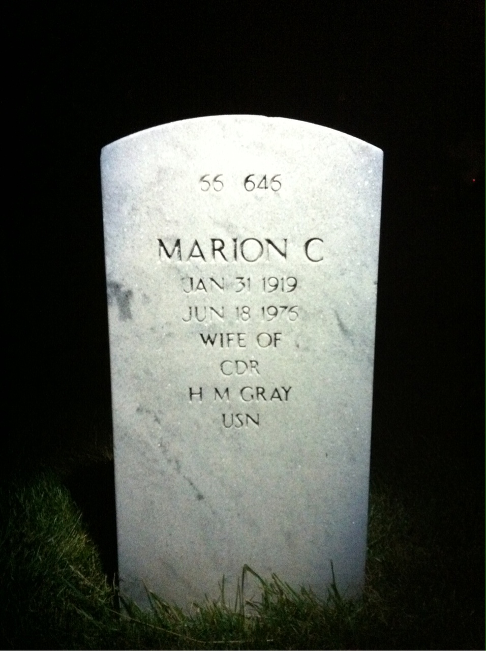 Back of headstone — Hugh Gray