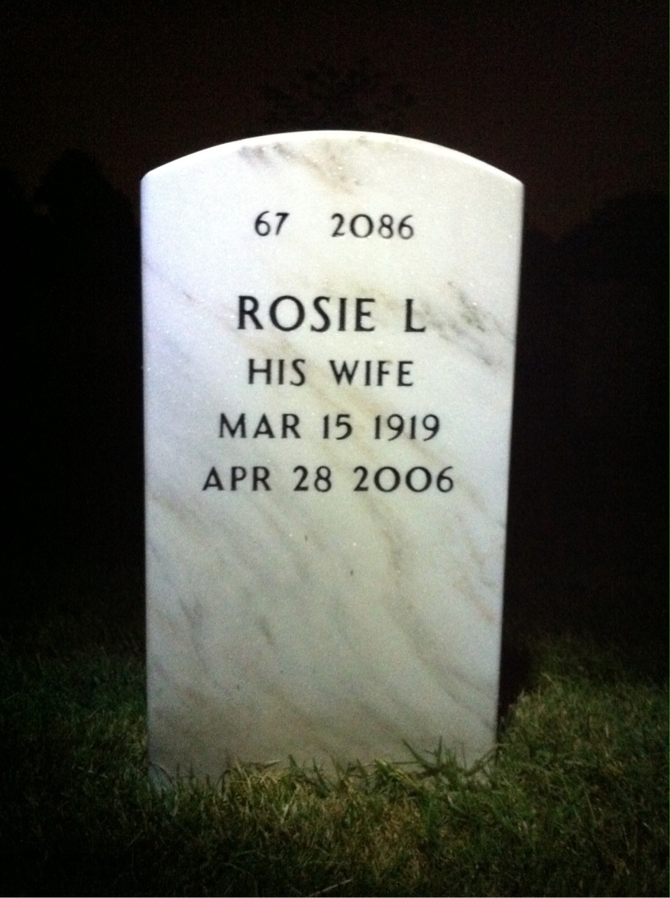 Back of headstone — Willie Henderson
