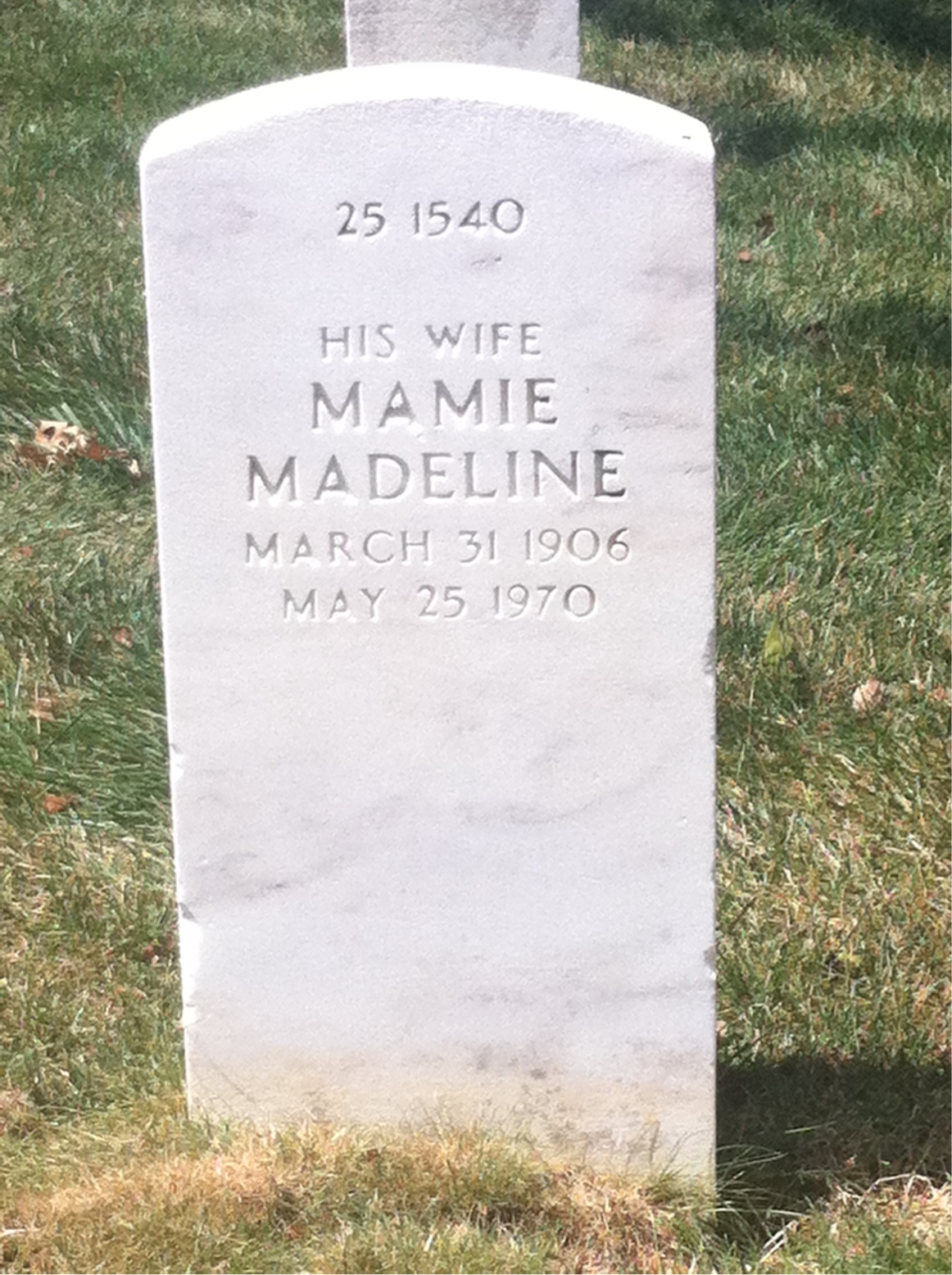 Back of headstone — Mamie Anderson