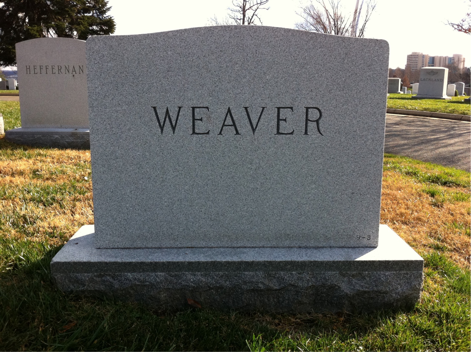 Back of headstone — Theron Dewitt Weaver
