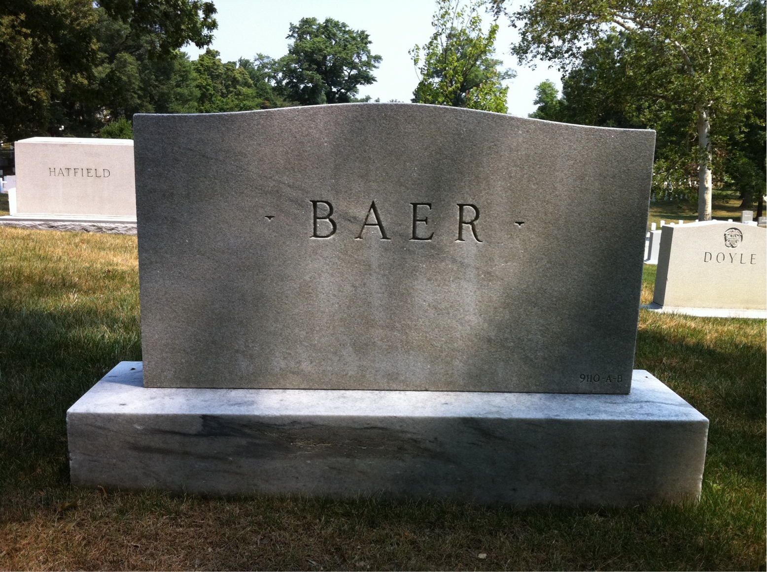 Back of headstone — George Baer