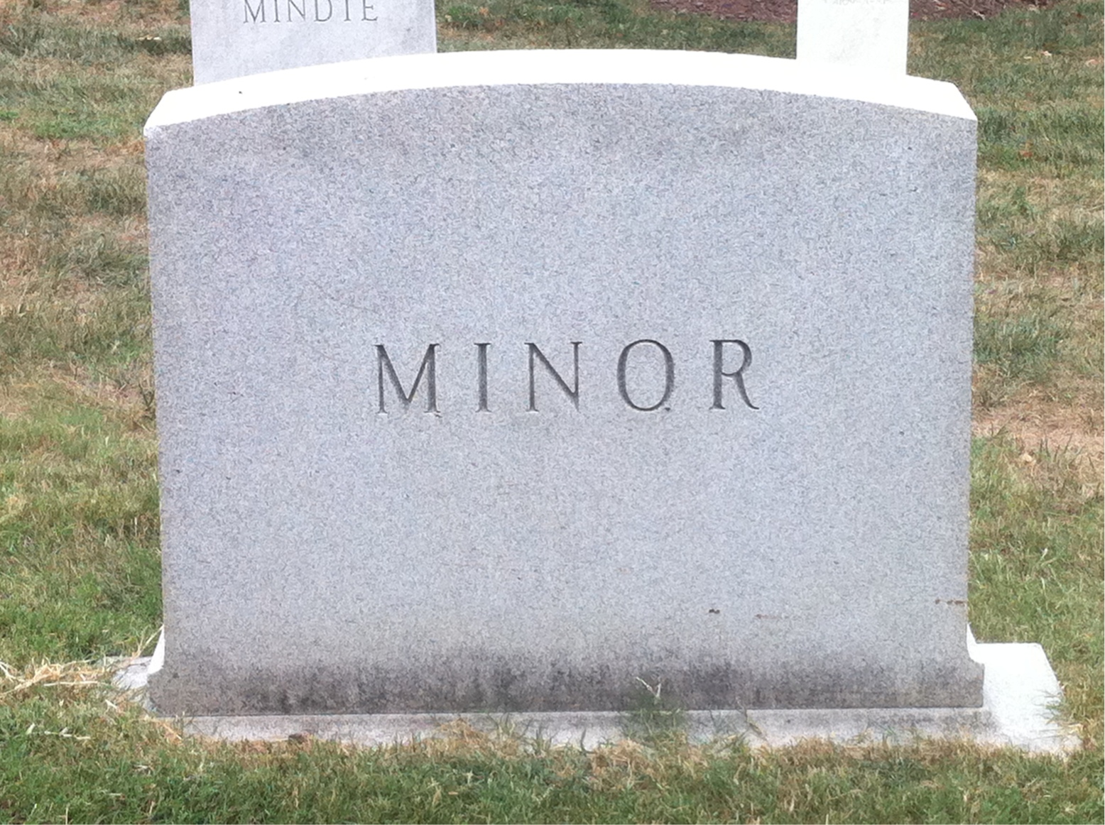 Back of headstone — John Minor