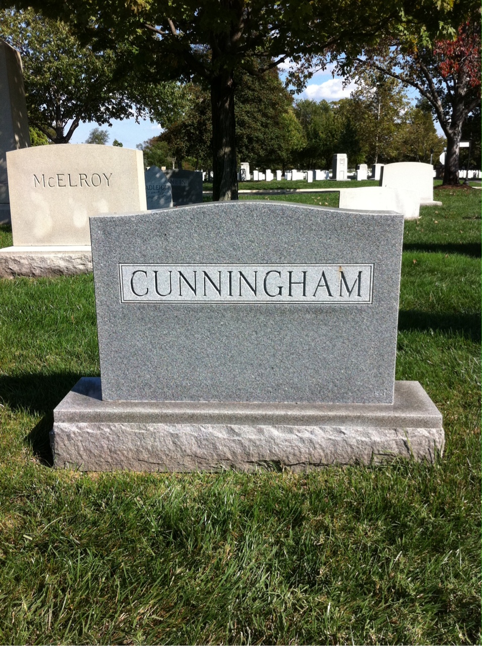 Back of headstone — John Cunningham