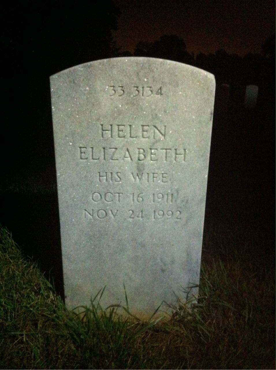 Back of headstone — Helen Aldridge
