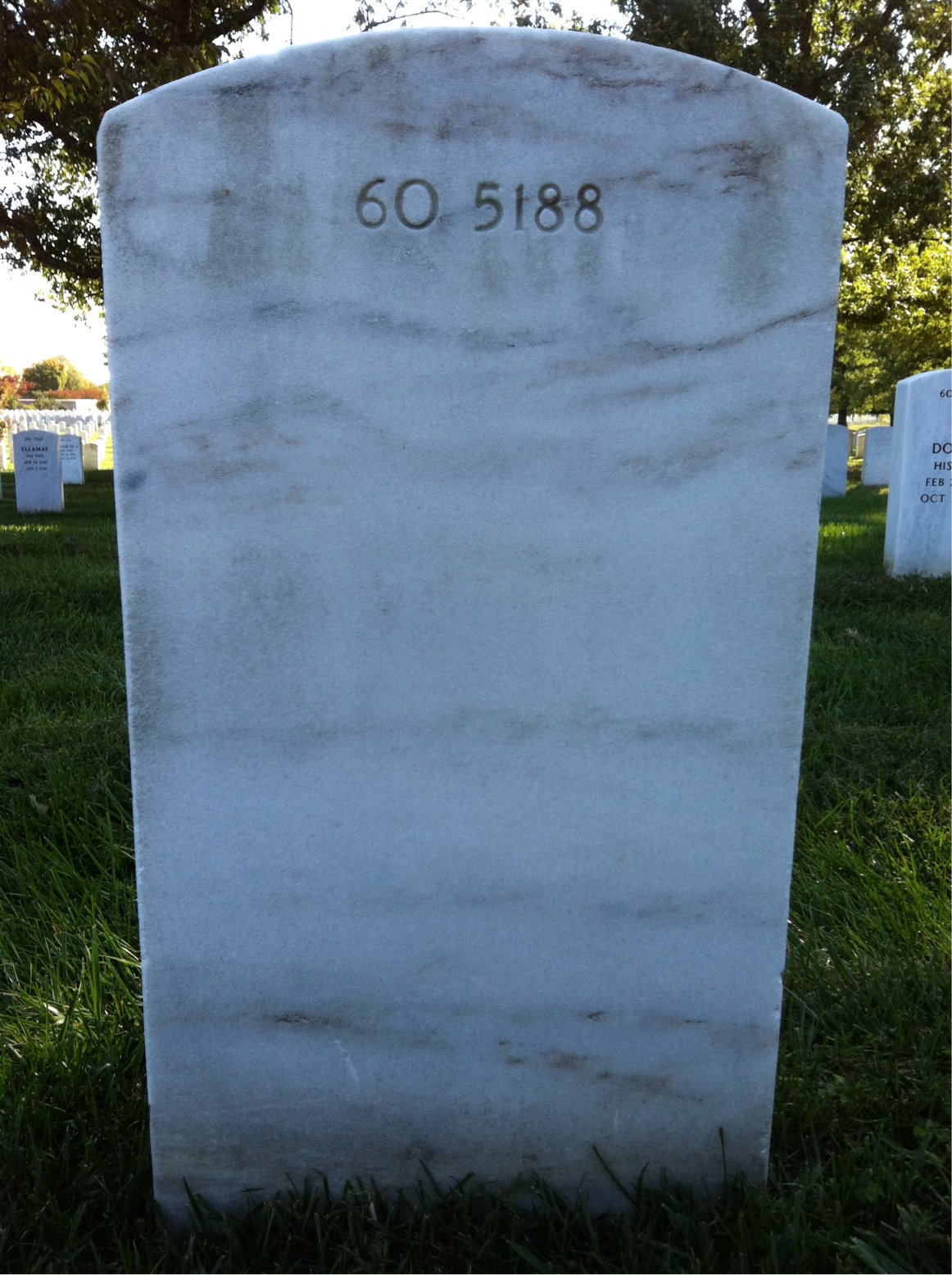Back of headstone — Walter Eugene Deese
