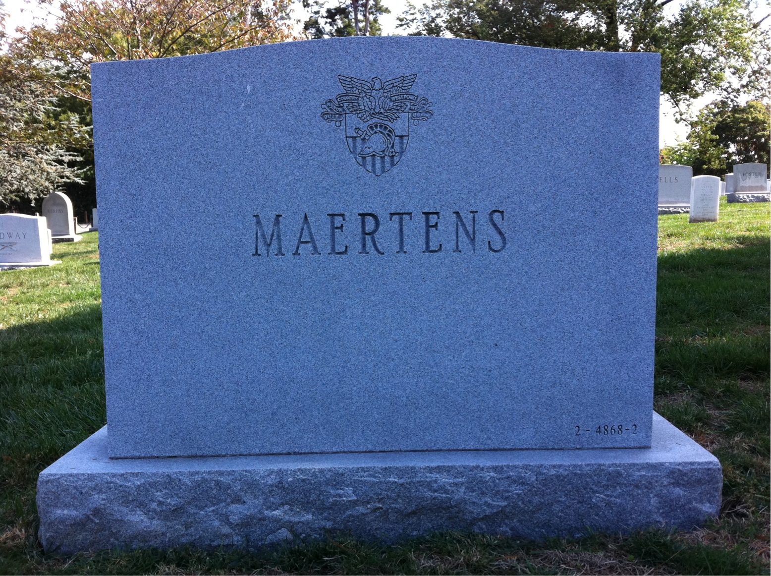 Back of headstone — George Maertens