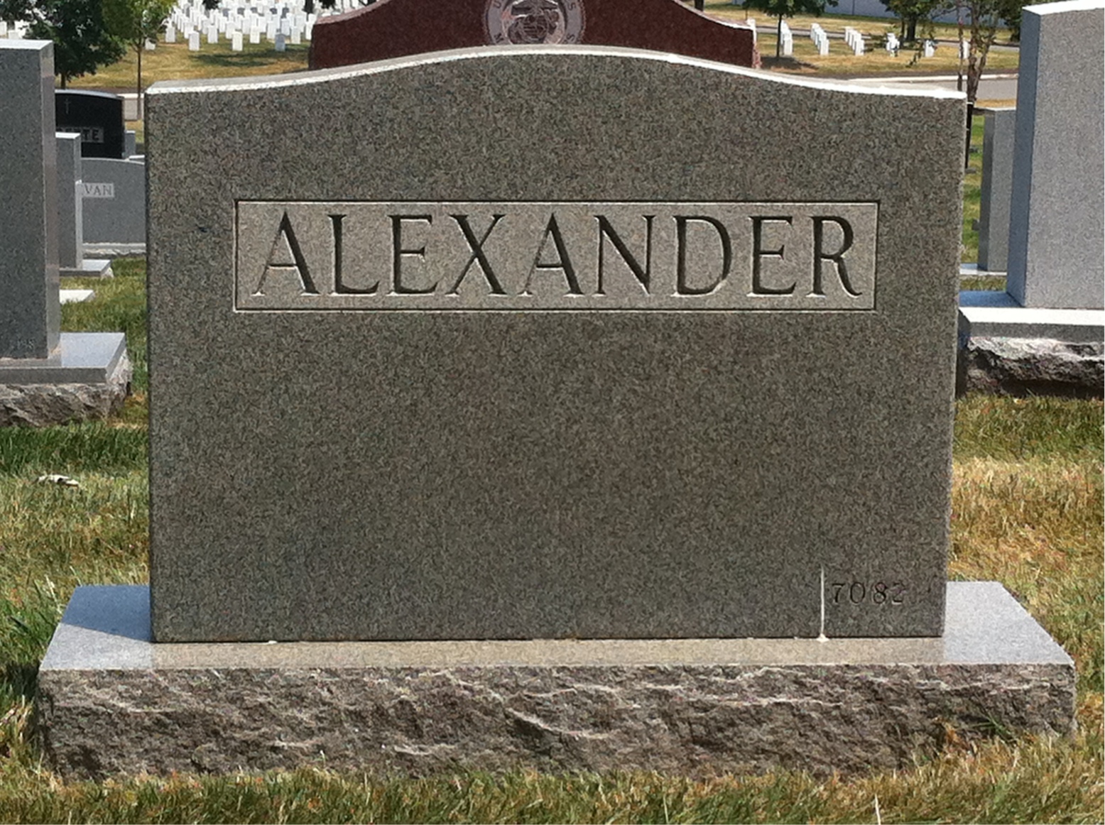 Back of headstone — Elizabeth Alexander