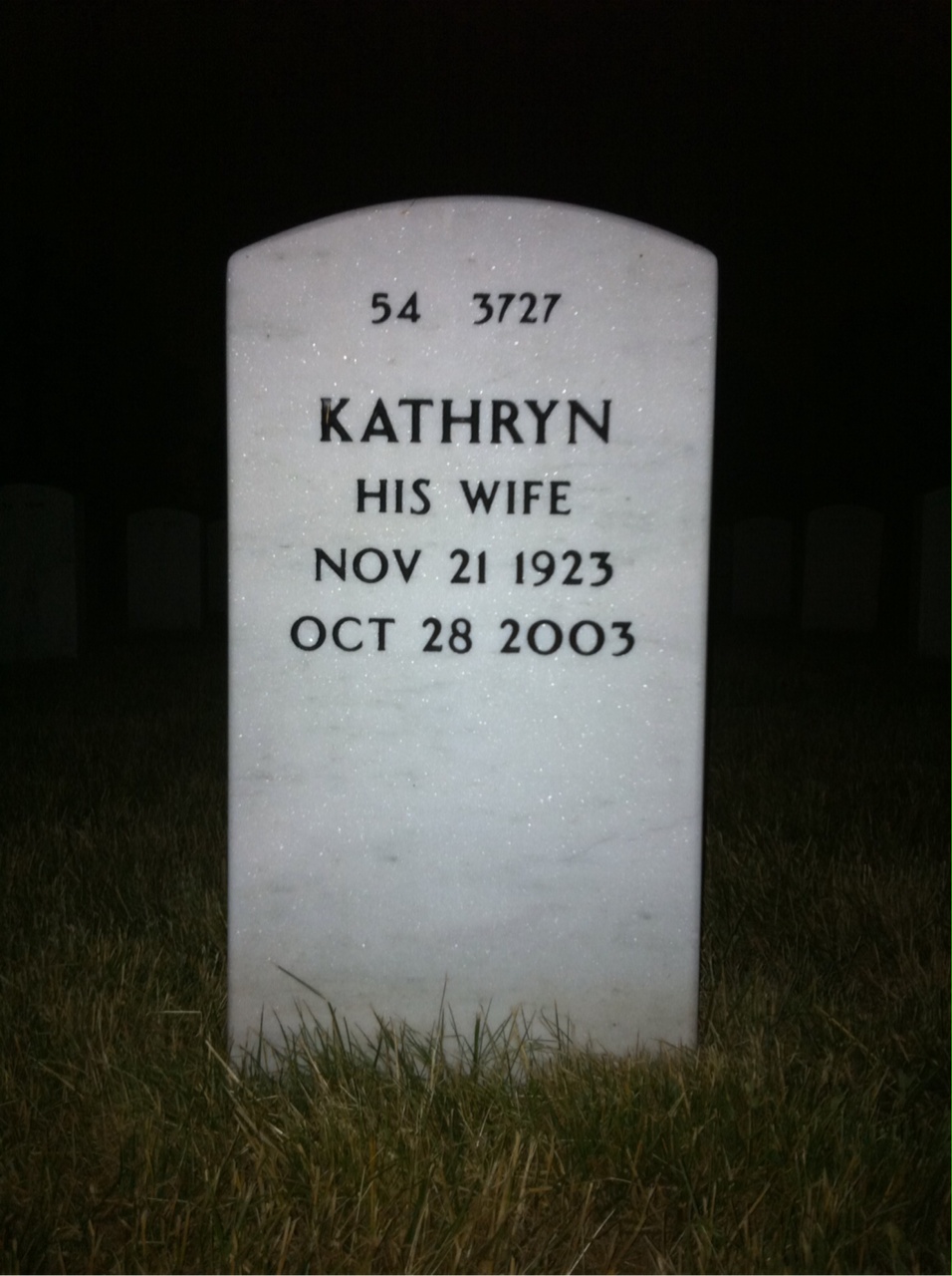 Back of headstone — John Harsch