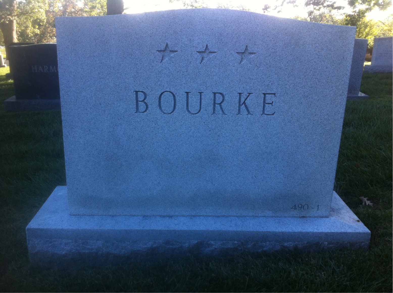 Back of headstone — Thomas Eugene Bourke