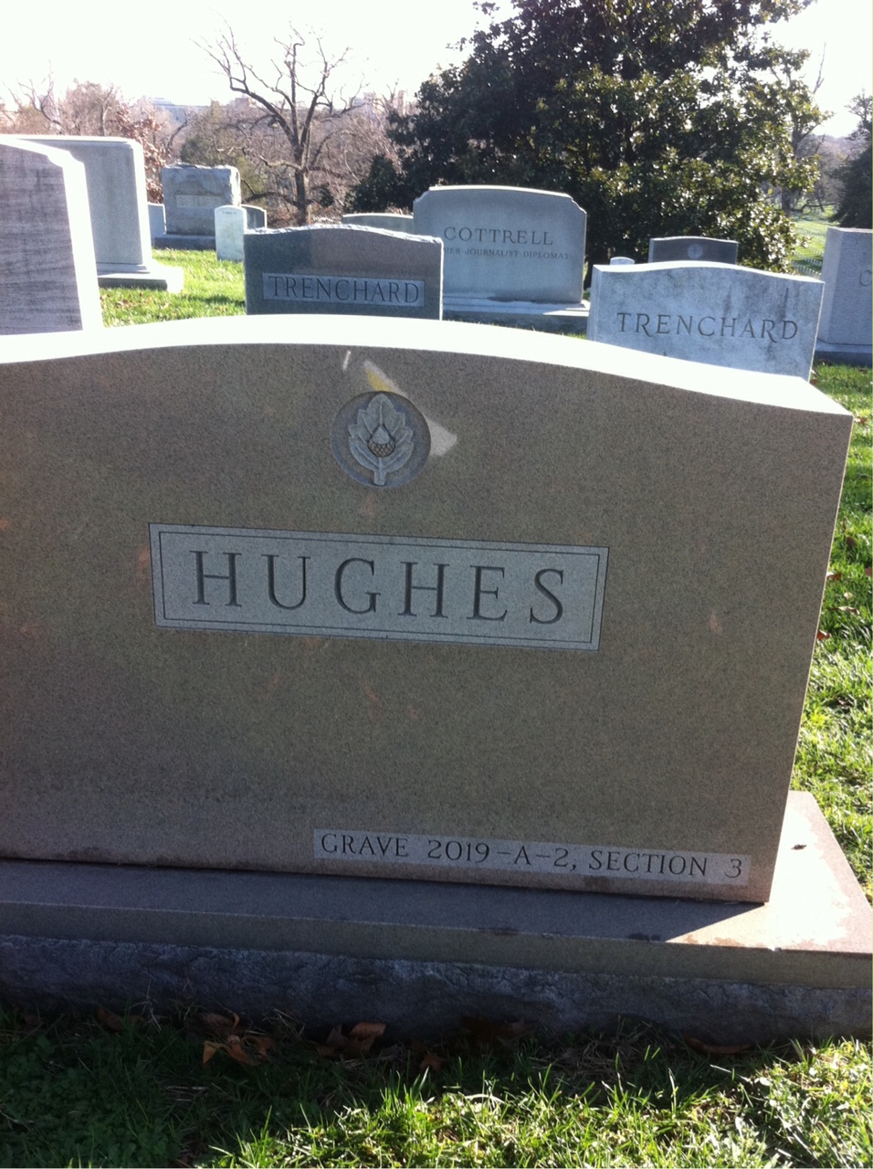 Back of headstone — Jane Hughes