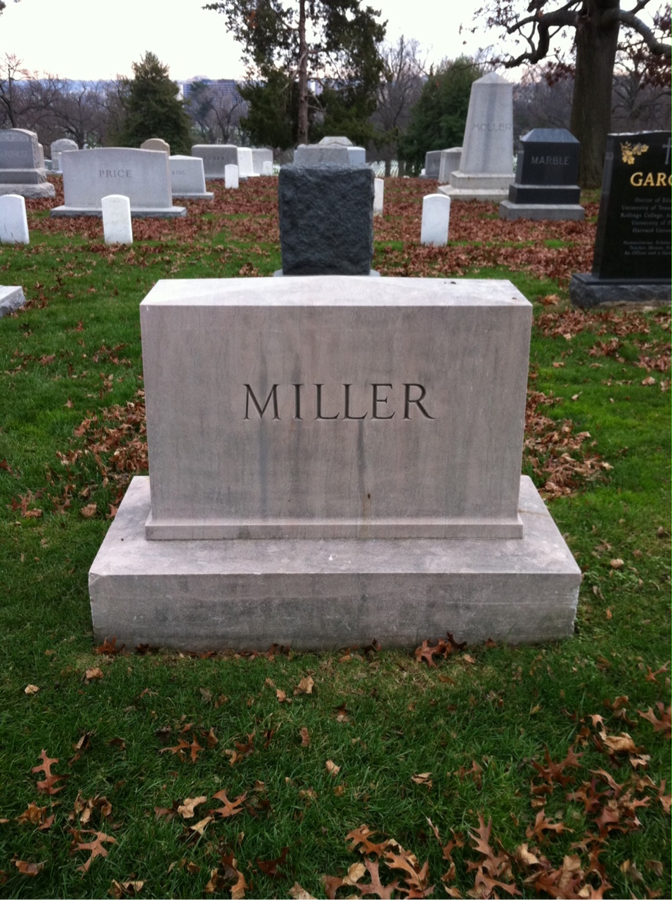 Back of headstone — Samuel Miller
