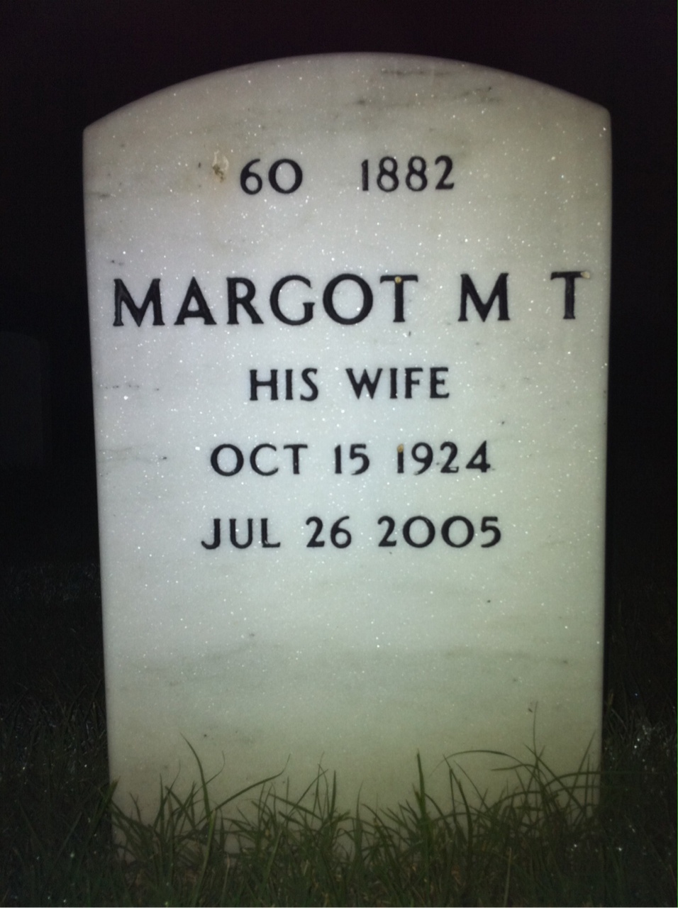 Back of headstone — Thomas Wilson