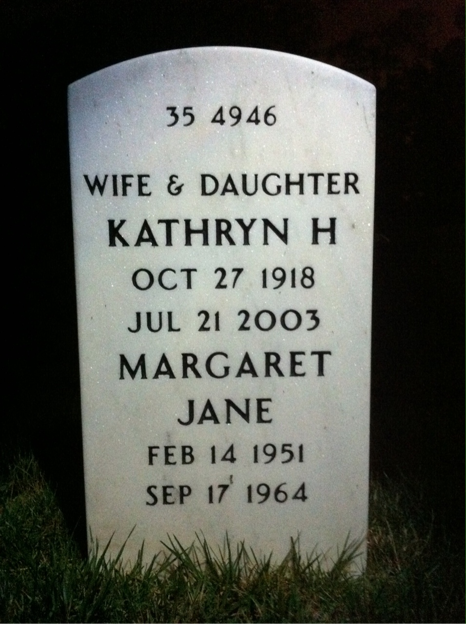 Back of headstone — John Lance