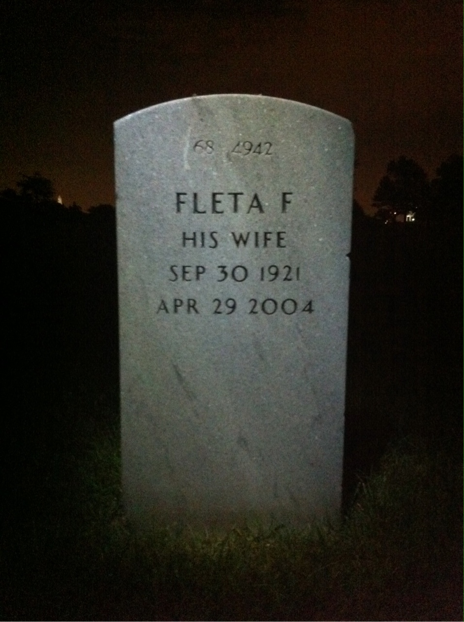 Back of headstone — Hallie Jernigan