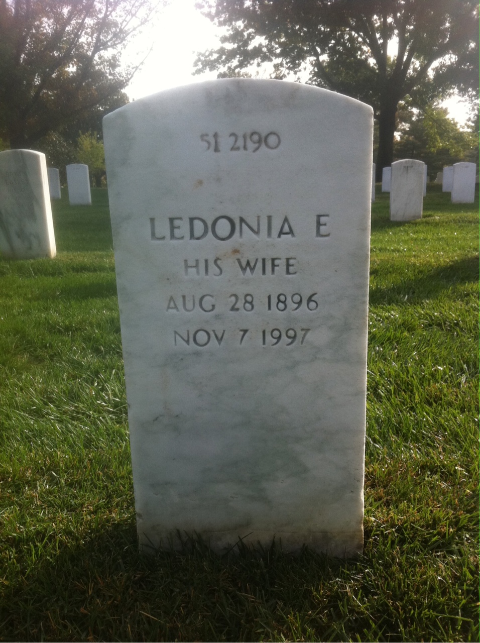 Back of headstone — Vernon L Bundy